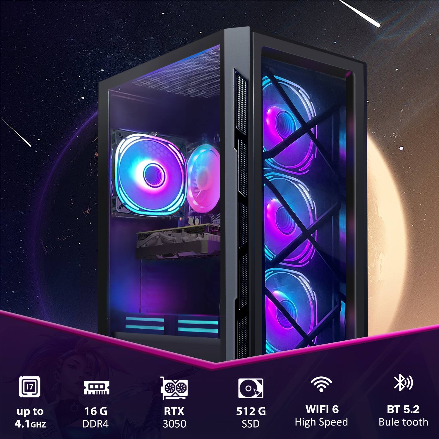 STGAubron Gaming PC Computer Desktop, Intel Core i7 8th Gen