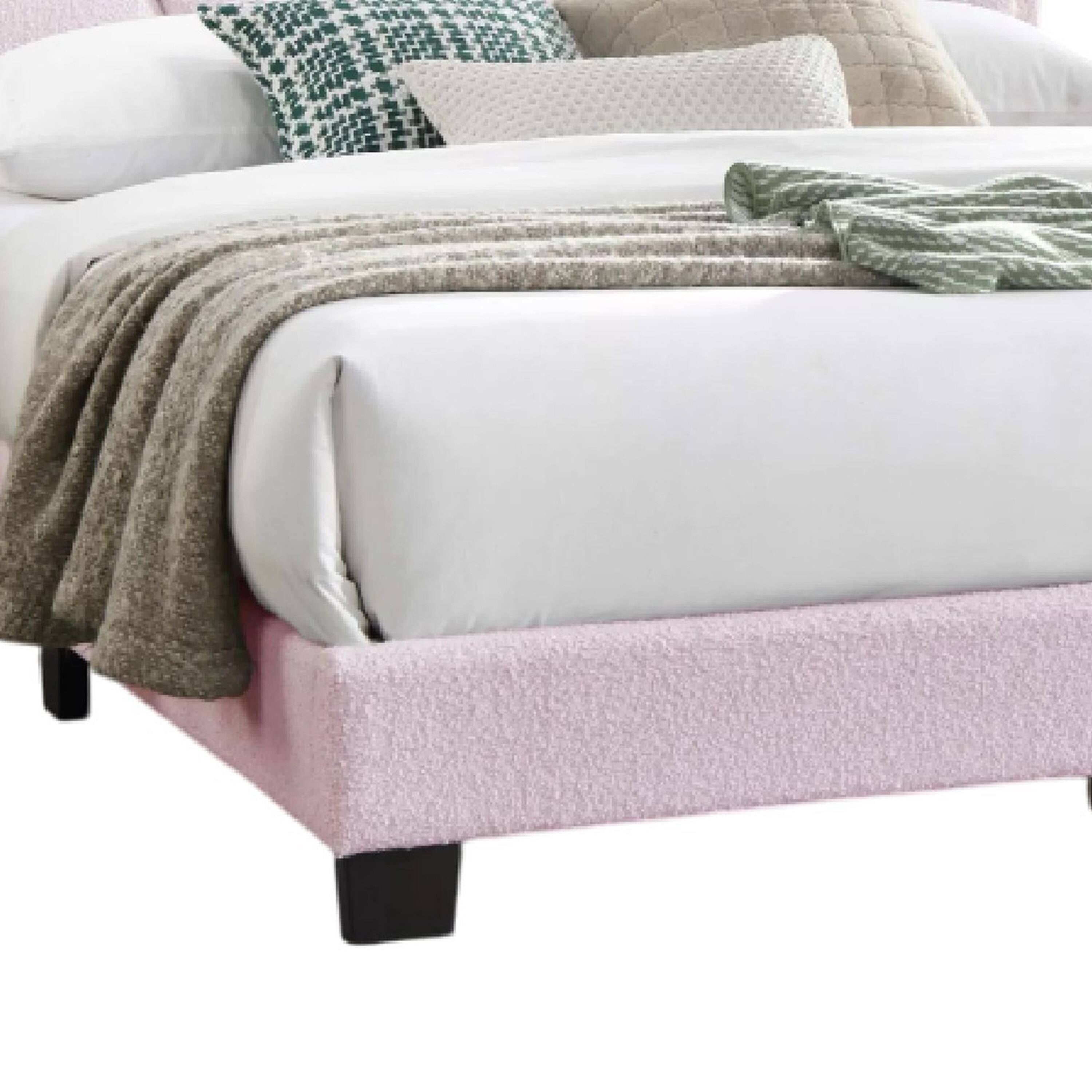 Back. Manhattan Lane - Madsy Full Bed, Pink Upholstered Fan-Shaped Headboard, Metallic Accents - Pink, Black.