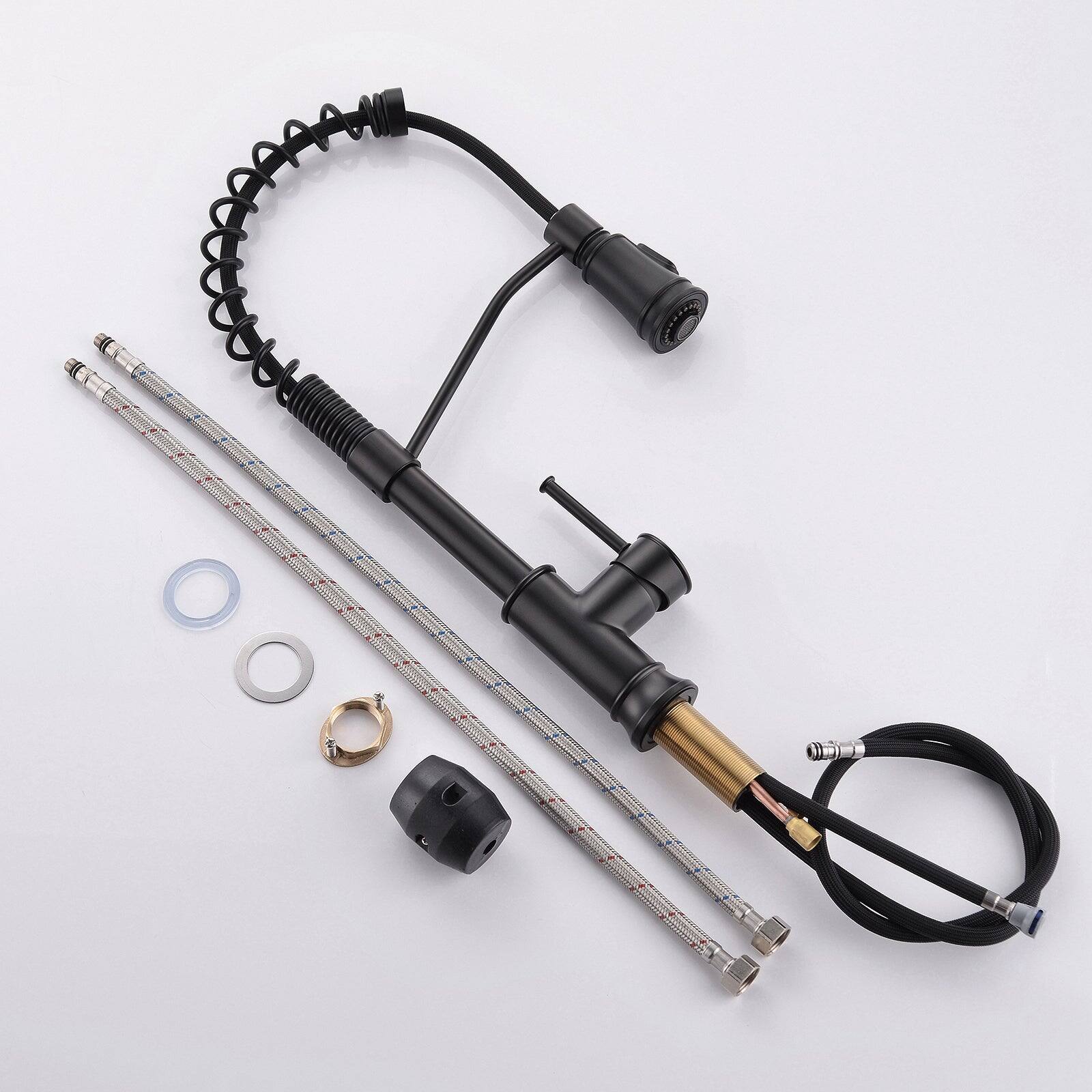 Alt View 2. Boyel Living - Matte Black Single Handle No Sensor Gooseneck Pull Down Sprayer Kitchen Faucet - Matte Black.