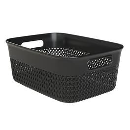 Life Story - 10 Qt Decorative Storage Basket, Medium Plastic Home Organizer - Black