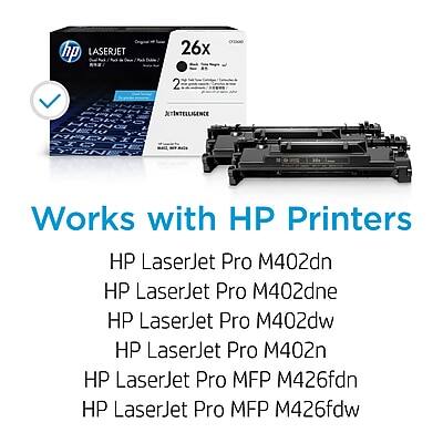 hp LASERJET  
26x  
OING  
2  
DETINTELLIGENCE  
Works with HP Printers  
HP LaserJet Pro M402dn  
HP LaserJet Pro M402dne  
HP LaserJet Pro M402dw  
HP LaserJet Pro M402n  
HP LaserJet Pro MFP M426fdn  
HP LaserJet Pro MFP M426fdw
