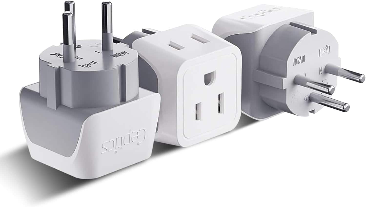 Ceptics - Israel Plug Adapter - 2 in 1 Type H Adapter, US to Jersusalem Plug Adapter - Israel, Palestine Travel Adapter Plug - White