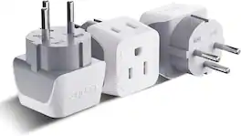 Ceptics - Israel Plug Adapter - 2 in 1 Type H Adapter, US to Jersusalem Plug Adapter - Israel, Palestine Travel Adapter Plug - White