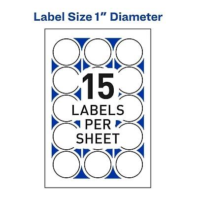 Label Size 1" Diameter  
15 Labels Per Sheet