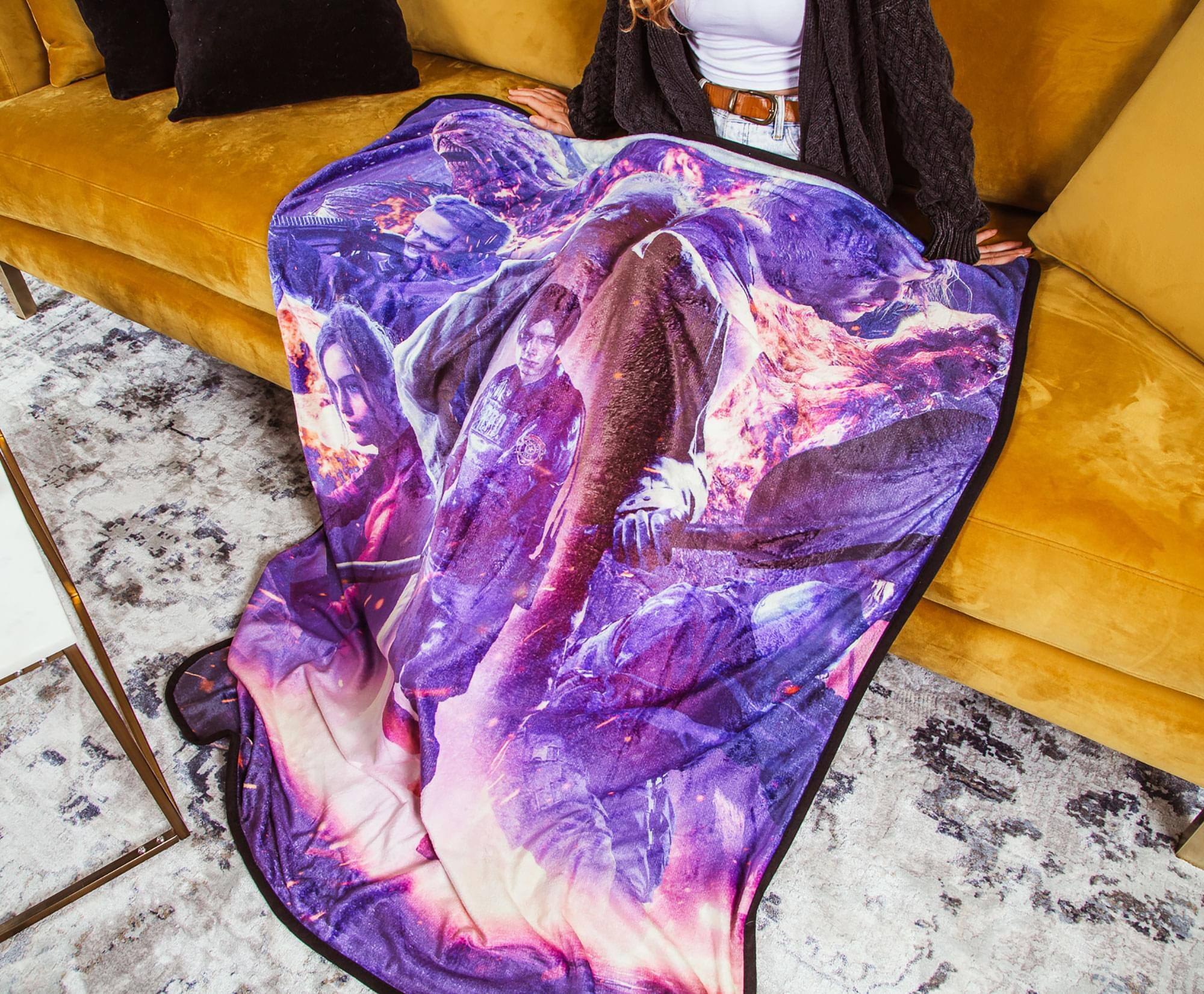 Alt View 2. Just Funky - Resident Evil Re:Verse Characters Fleece Throw Blanket | 45 x 60 Inches - Purple.