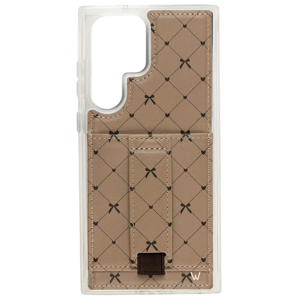 Front. Walli Cases - Criss Cross My Heart Phone Case with Wallet and Finger Strap for Samsung S22 Plus - Criss Cross My Heart.