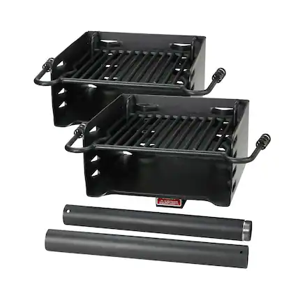 Front. Pilot Rock - Pilot Rock H-16 B6X2 Park Style Outdoor BBQ Charcoal Grill w/ Swivel, 2 Pack - Black.