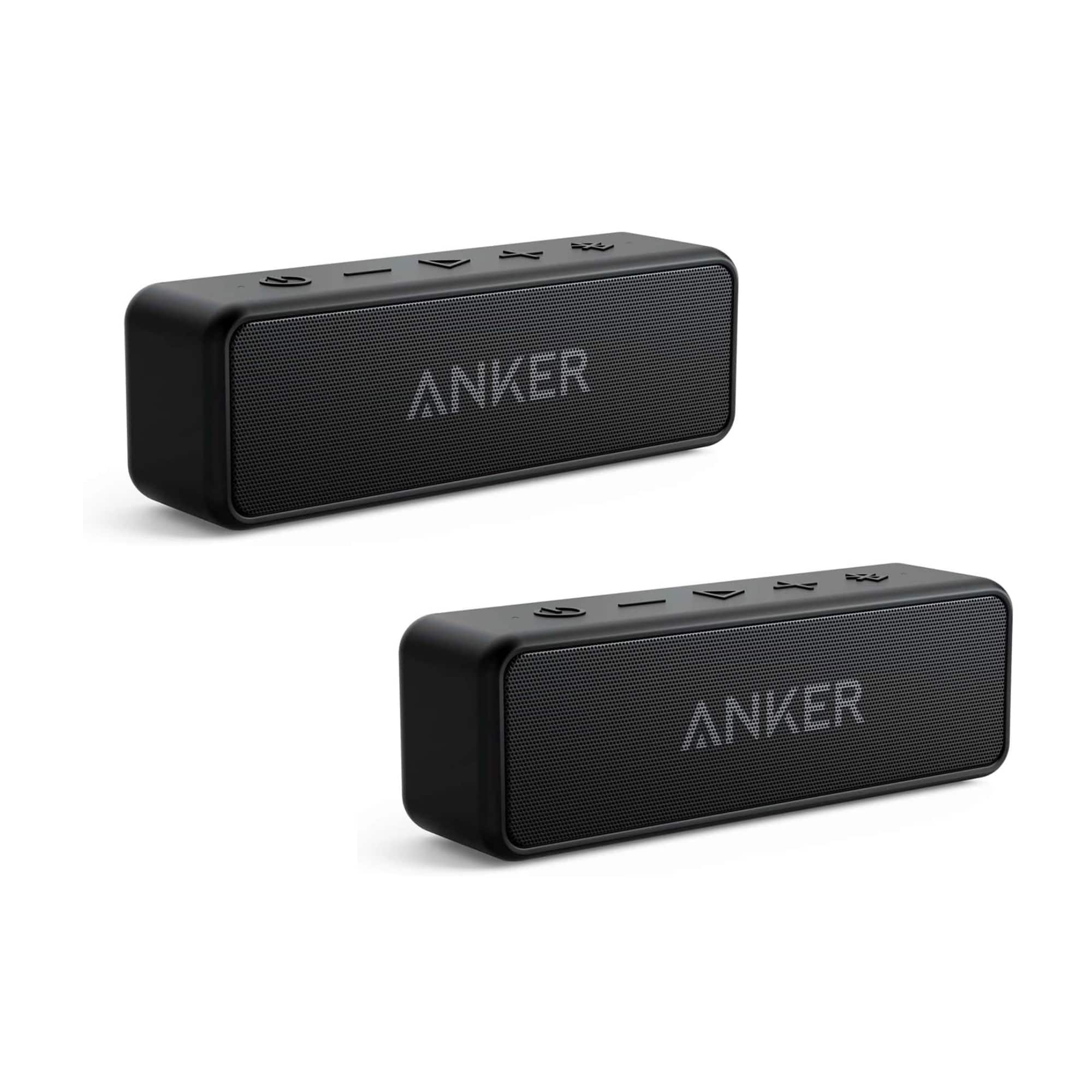 [2-pack] Anker Soundcore 2 Portable Bluetooth Speaker with 12W Stereo Sound - Black