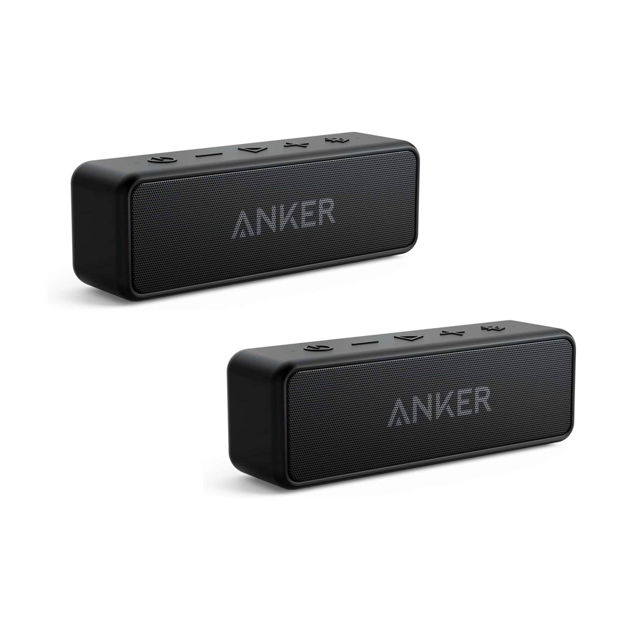 [2-pack] Anker Soundcore 2 Portable Bluetooth Speaker with 12W Stereo Sound - Black