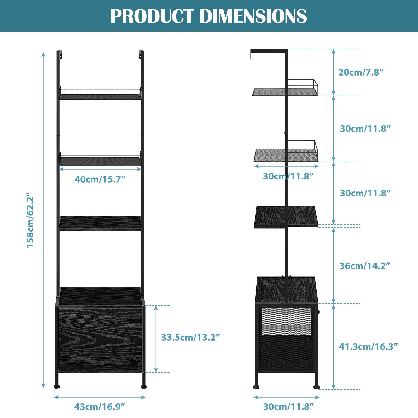 PRODUCT DIMENSIONS

- 20cm/7.8"
- 30cm/11.8"
- 158cm/62.2"
- 40cm/15.7"
- 30cm/11.8"
- 30cm/11.8"
- 36cm/14.2"
- 33.5cm/13.2"
- 41.3cm/16.3"
- 43cm/16.9"
- 30cm/11.8"