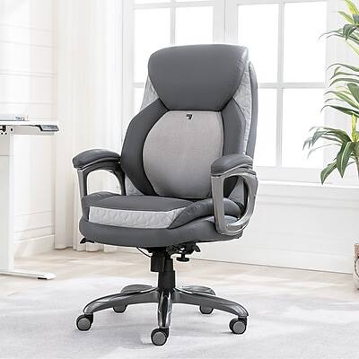 Alt View 7. Sharper Image - S-600 Active Lumbar Heated Ergonomic Bonded Leather Swivel Executive Massage Chair (60098-GRY) - Gray.