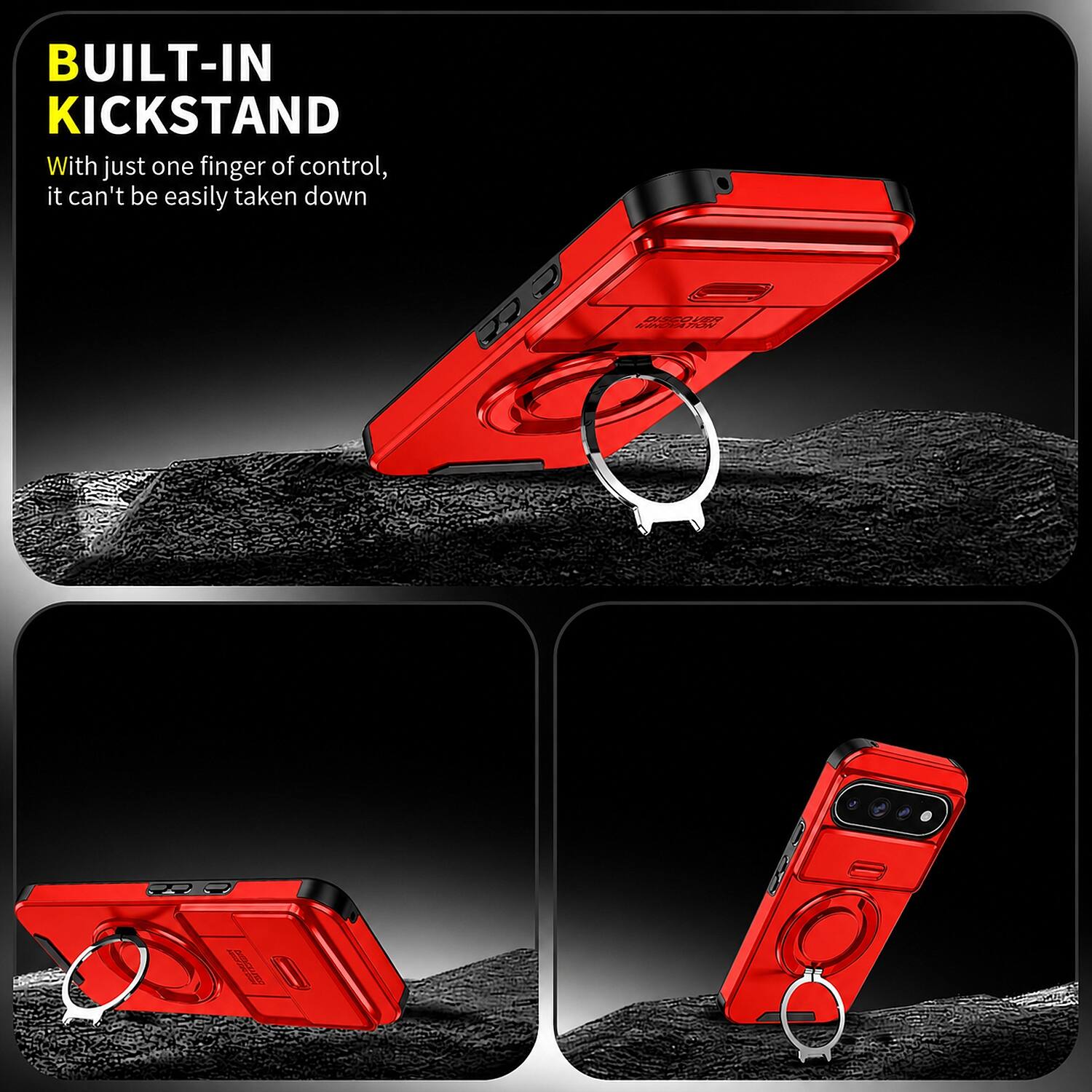 BUILT-IN KICKSTAND  
With just one finger of control, it can't be easily taken down  

DISCOVER MINOVATION