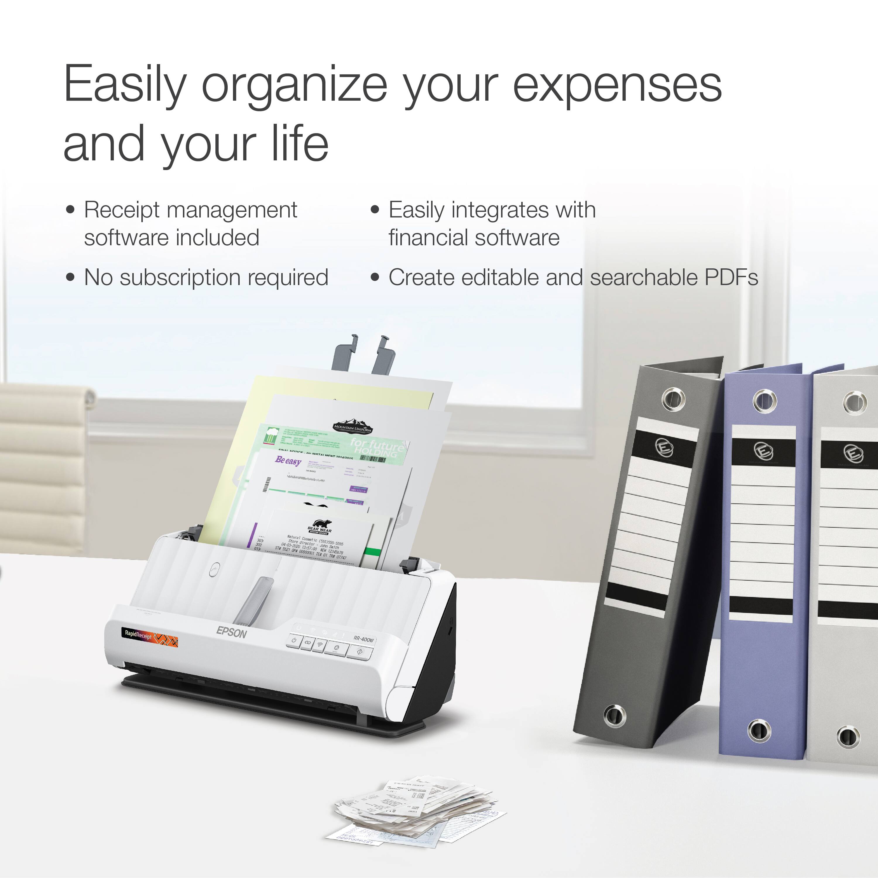 Easily organize your expenses and your life with the Epson Receipt Printer. Receipt management is made easy with the included financial software, and there is no subscription required. Create editable and searchable PDFs with the Epson Receipt Printer, making it a great tool for managing your finances.
