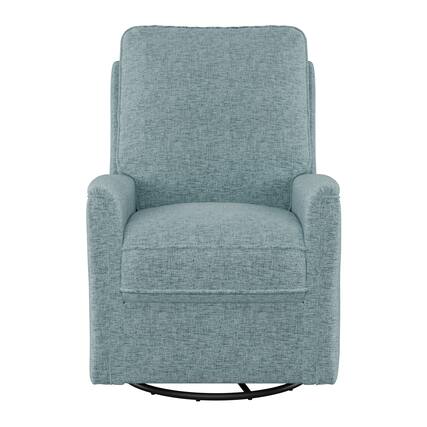 Front. CorLiving - Jasmine Fabric Upholstered Contemporary Swivel and Glider Recliner Chair - Blue.