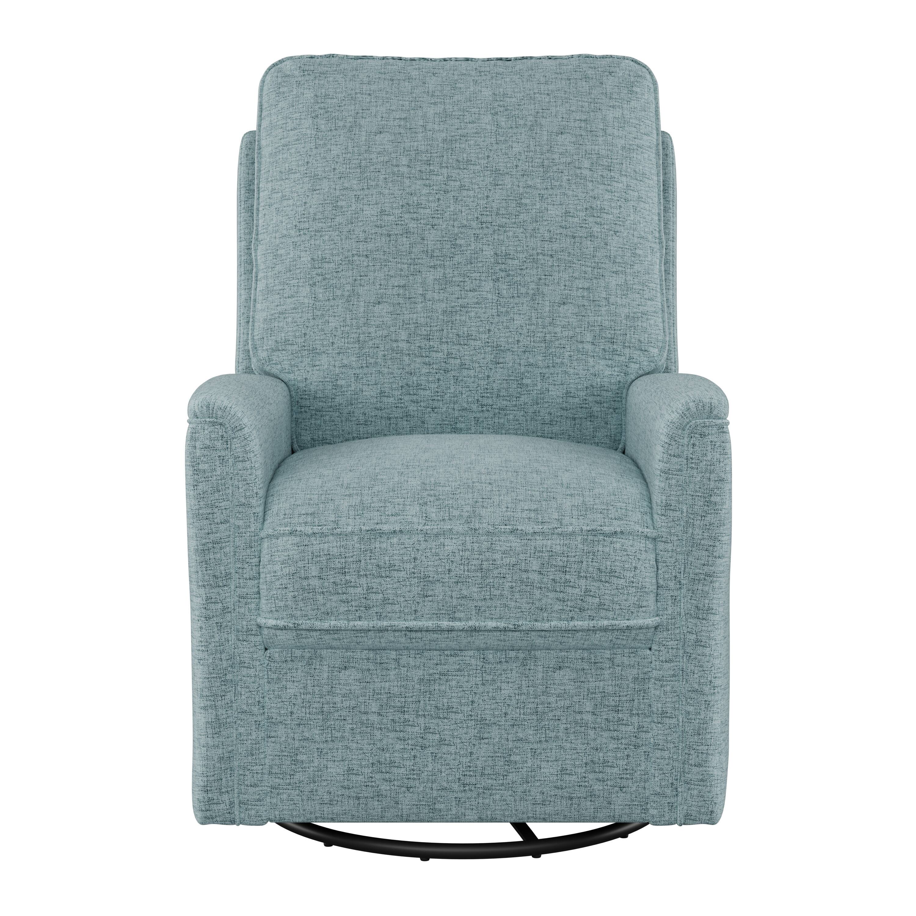 Front. CorLiving - Jasmine Fabric Upholstered Contemporary Swivel and Glider Recliner Chair - Blue.