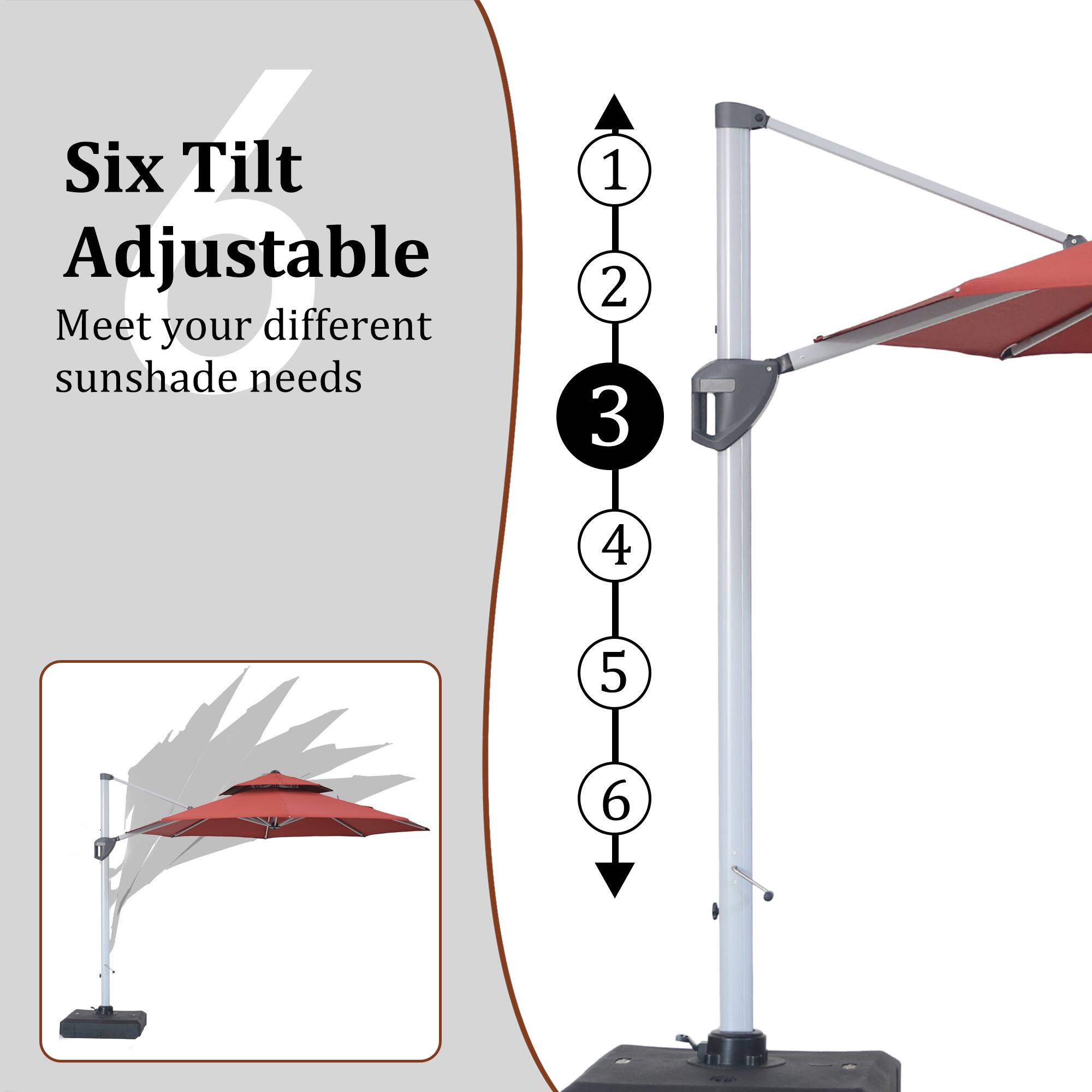 Six Tilt Adjustable  
Meet your different sunshade needs  

1  
2  
3  
4  
5  
6