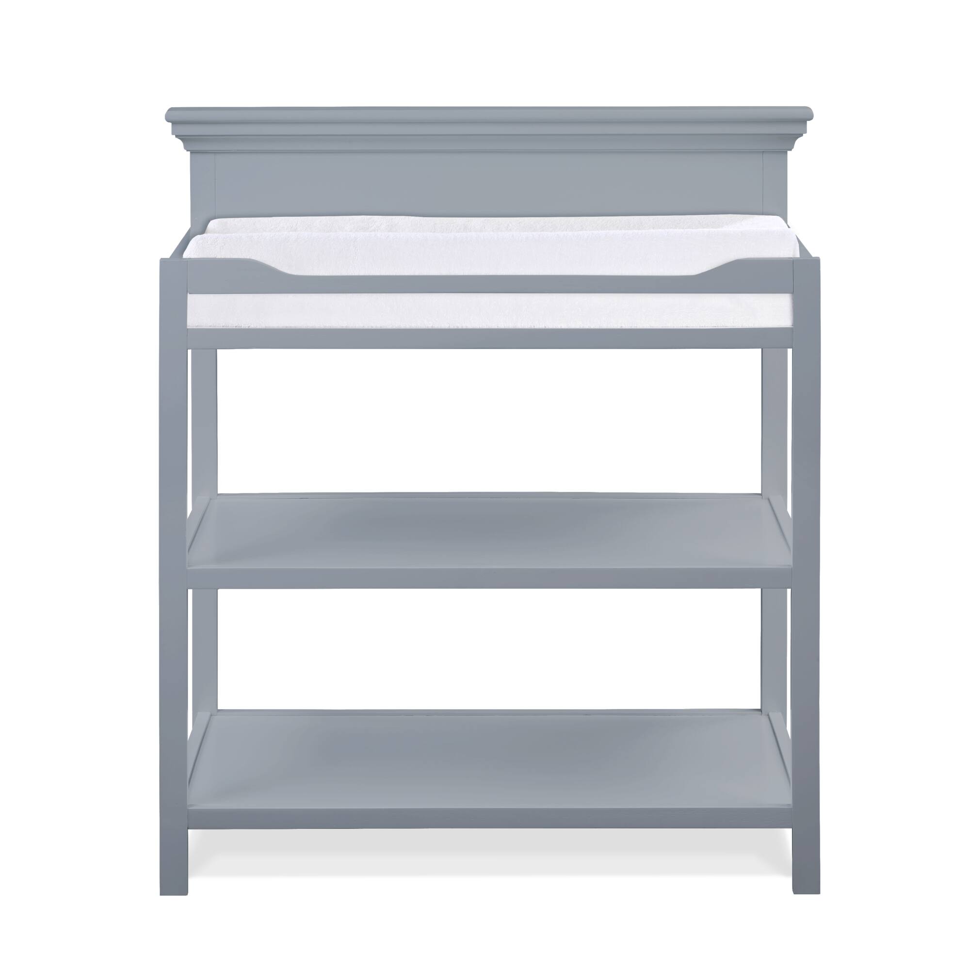Angle. GOODSILO - Versatile Baby Changing Table with Safety Rails and Dual Storage Shelves in Classic Gray Finish for Modern Nurseries - Gray.