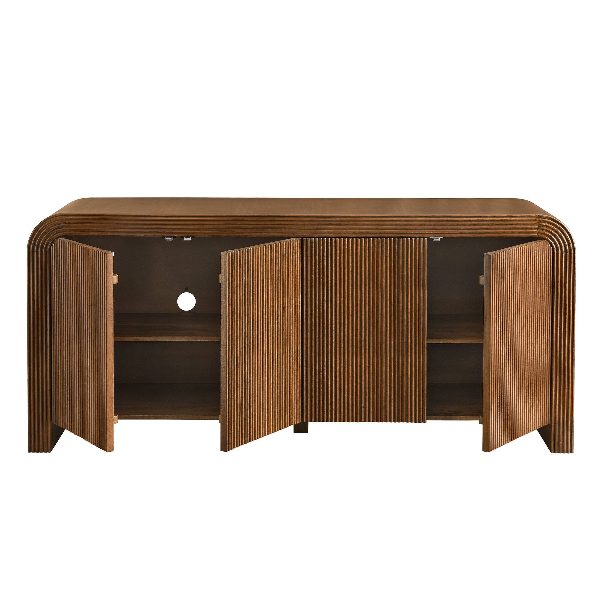 Alt View 5. Modway - Waterflute 70" Fluted Sideboard Cabinet by Modway - Walnut.