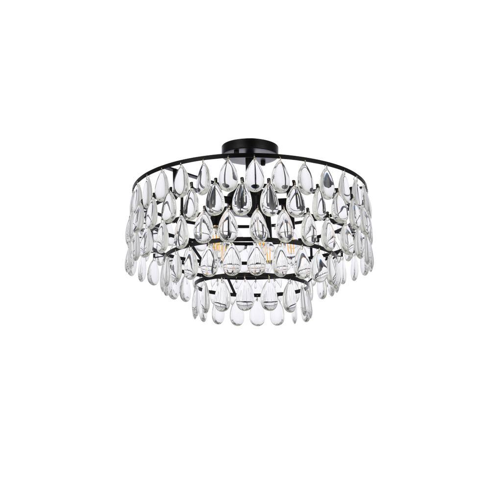 Back. Elegant Lighting - Mila 20 inch flush mount in black - Black.