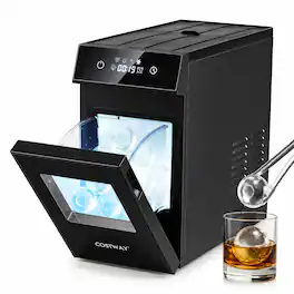 Costway - 2" Ice Ball Maker Countertop with Self-Cleaning 8H Timer 1 Pc in 25 Mins 48 Pcs/Day - Black