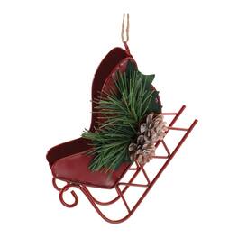 BreeBe - Metal Sleigh Ornament (Set of 12) - Red, Green