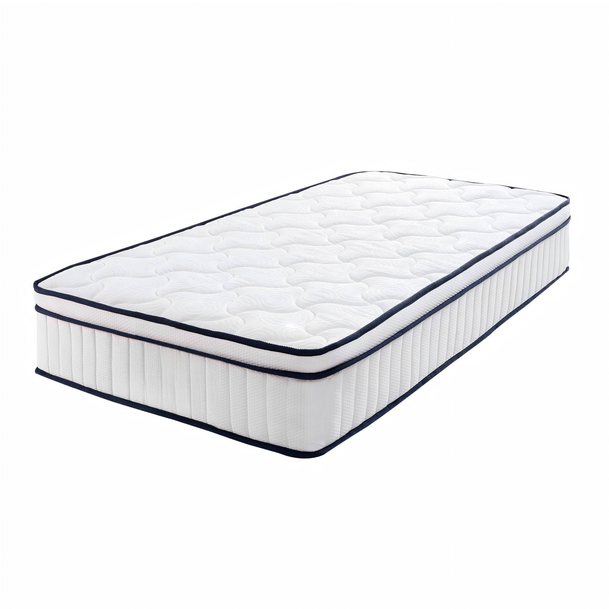 Front. Ecooso - 10" Full Medium-Firm Hybrid Mattress, Memory Foam + Pocket Coils, Pressure Relief, Cooling Cover - White.