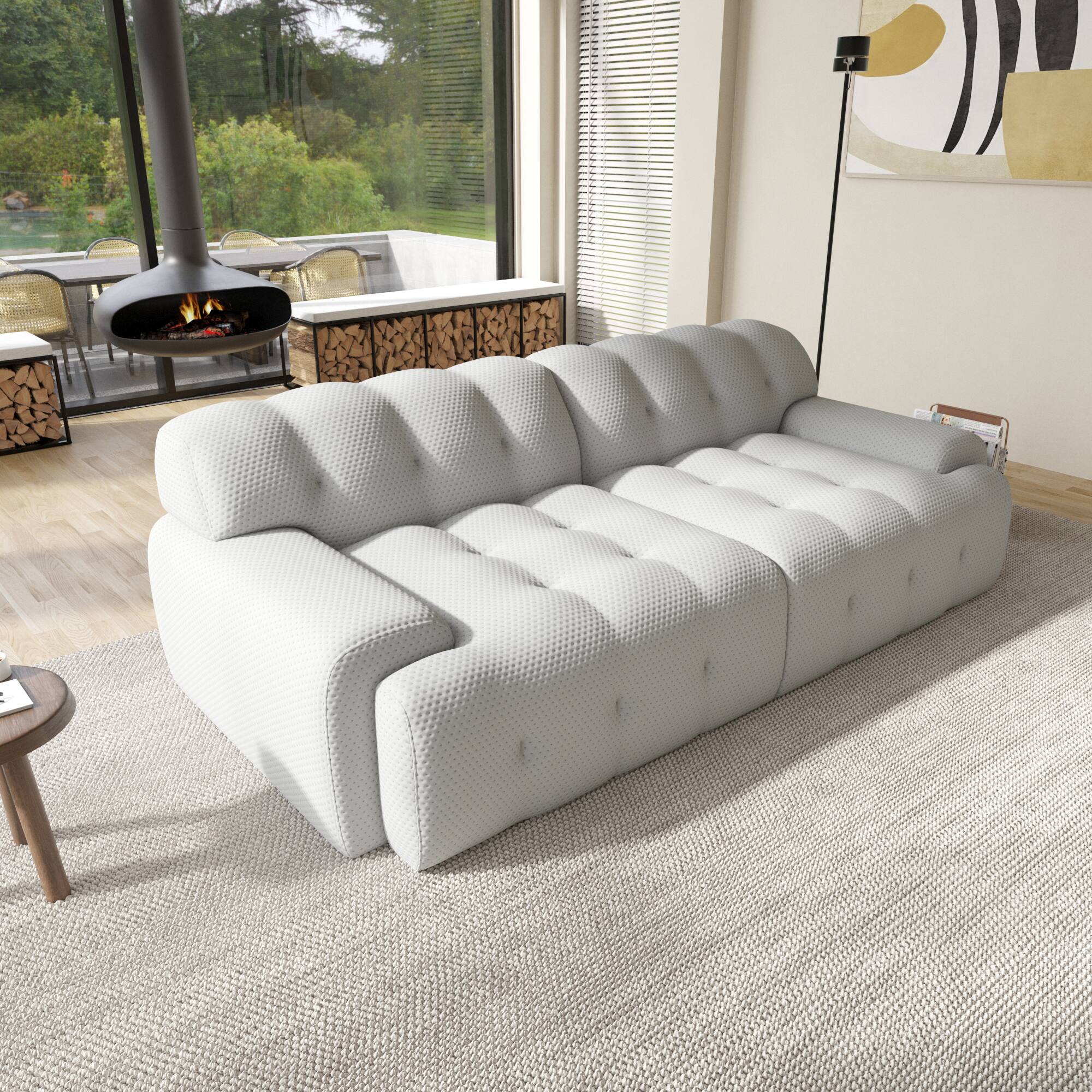 Alt View 3. Yardgrace - 102.4in Modular Sectional Couch, 2 Seats Breathable Floor Sofa, Modern Couch, Green - Grey.
