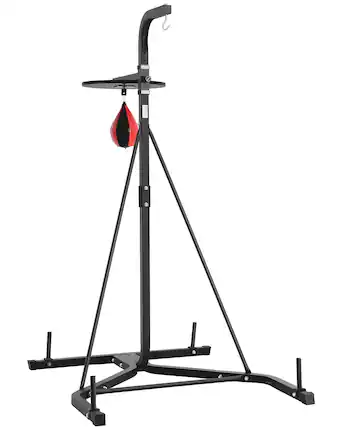 Front. VEVOR - 2 in 1 Punching Bag Stand, Steel Heavy Duty Workout Equipment, Adjustable Height Boxing Punching Bag - Black.