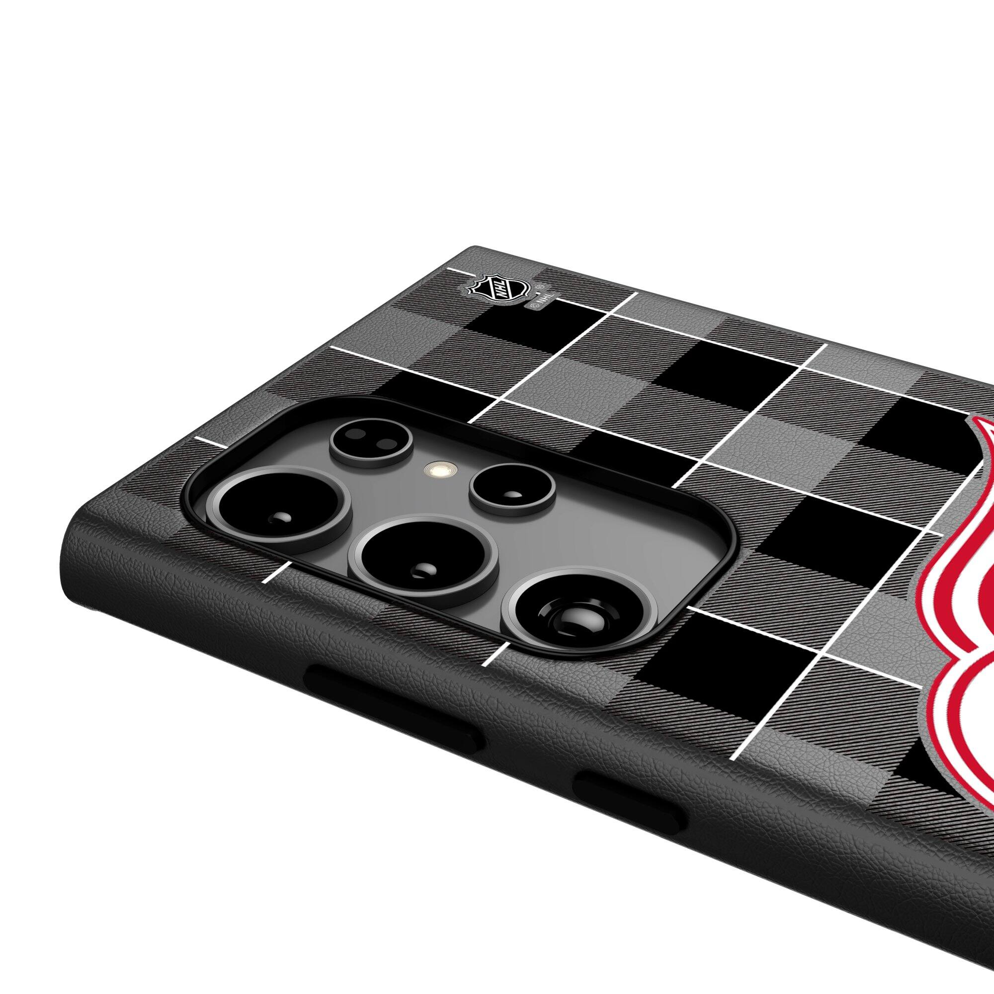 Alt View 3. Keyscaper - Detroit Red Wings Plaid Galaxy Magnetic Bump Case - S24 Ultra - Black.