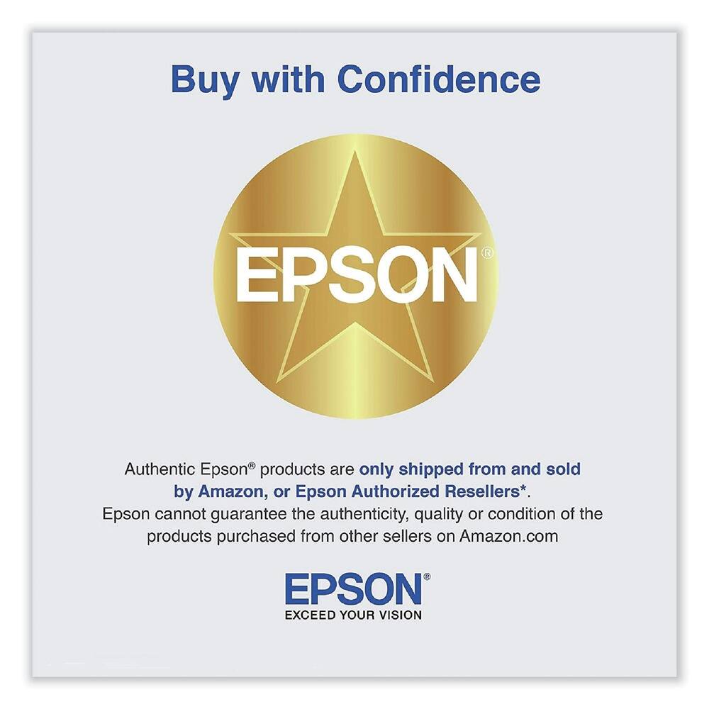 Buy with Confidence

Authentic Epson® products are only shipped from and sold by Amazon, or Epson Authorized Resellers*. Epson cannot guarantee the authenticity, quality or condition of the products purchased from other sellers on Amazon.com

EPSON®
EXCEED YOUR VISION