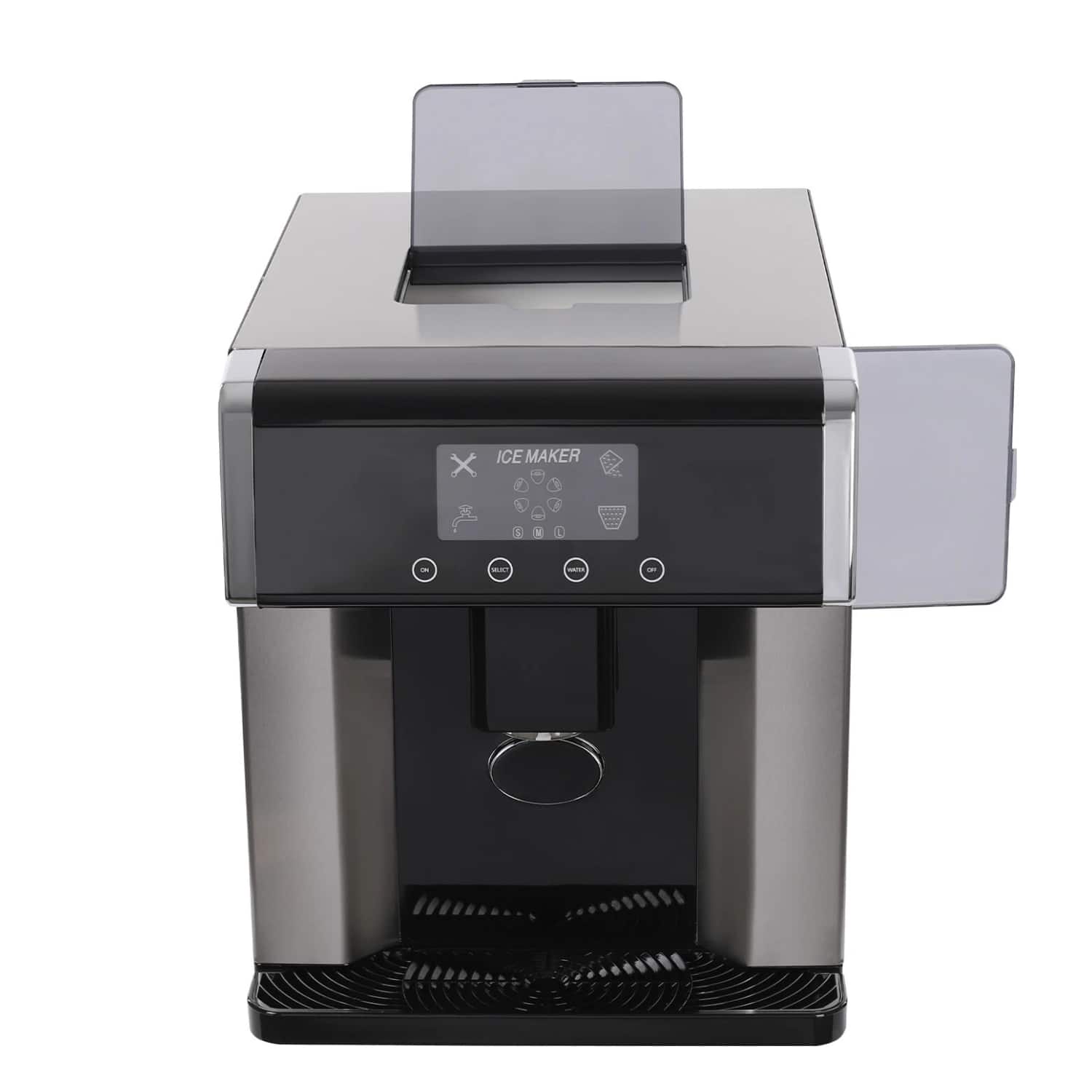 Stock Preferred - 2-in-1 Countertop Ice Maker and Water Dispenser - Silver,Black