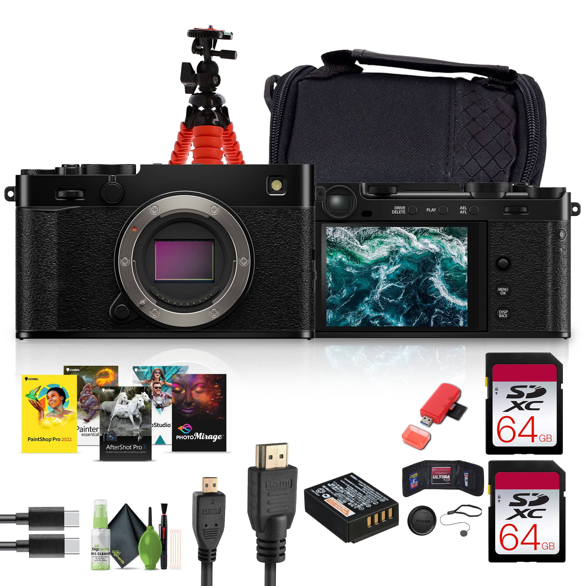 Bundle - Fujifilm - X-E5 Mirrorless Digital Camera (Black), 2x 64GB Memory Card - Black Pro