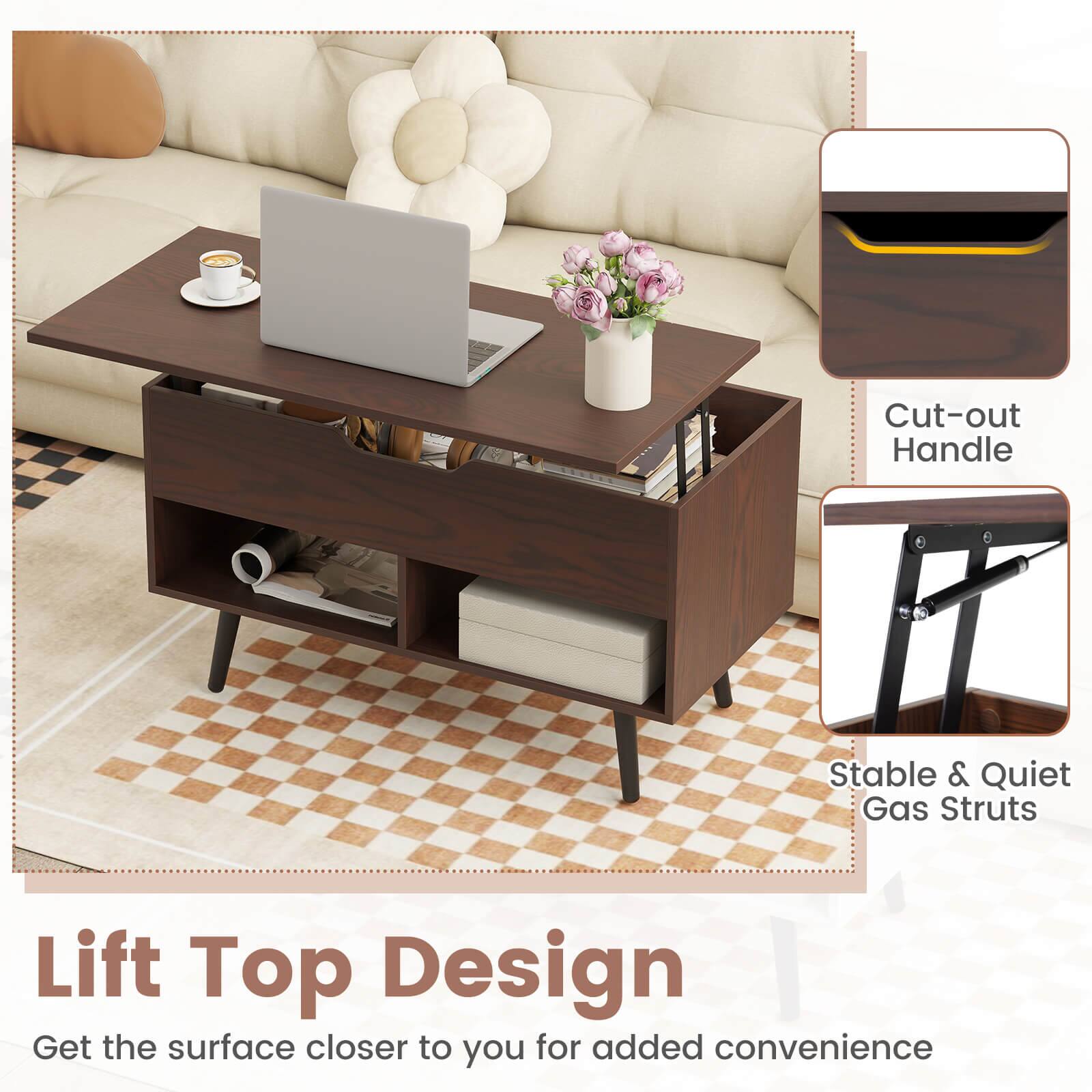 Lift Top Design  
Get the surface closer to you for added convenience  

Cut-out Handle  
Stable & Quiet Gas Struts