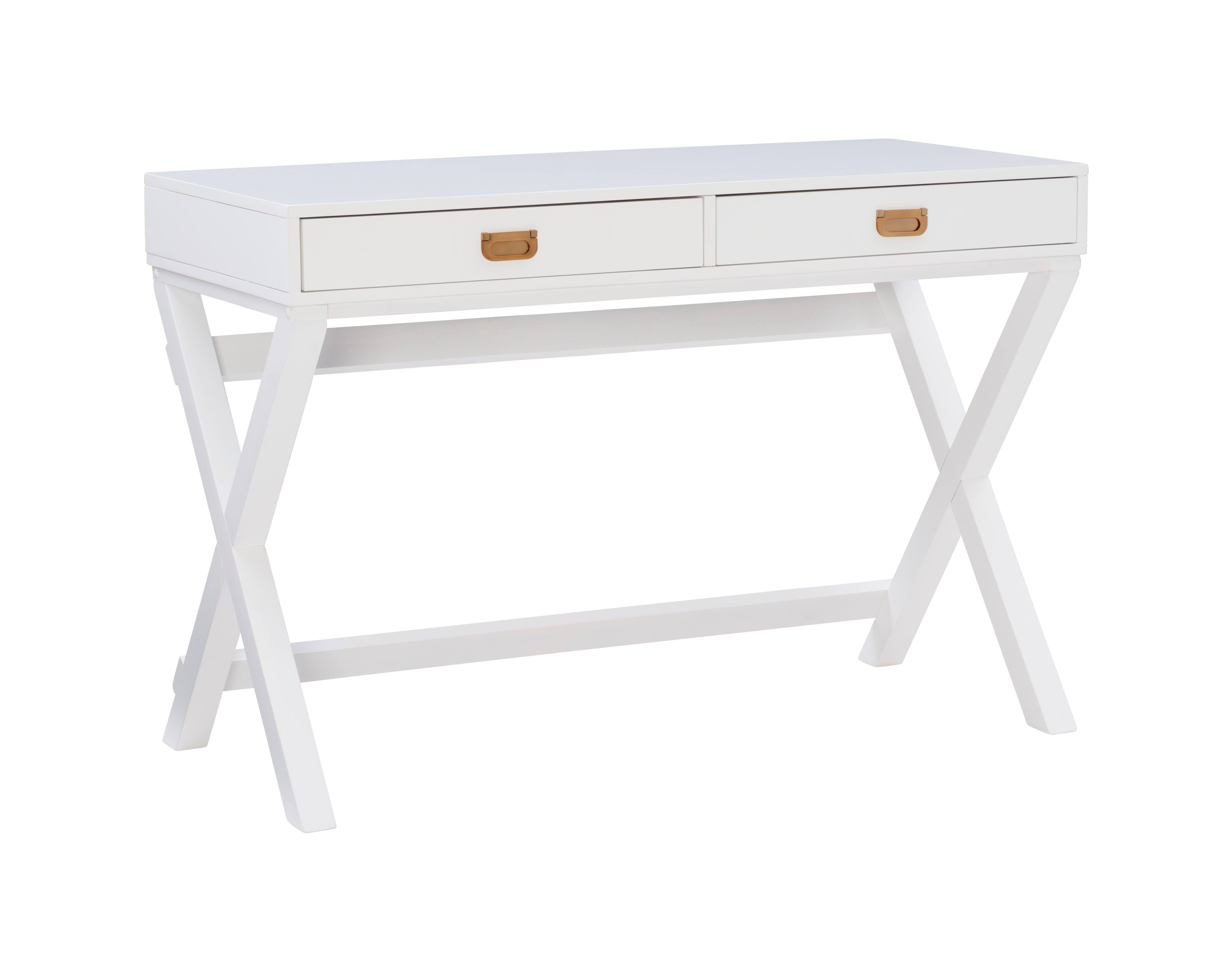 Front Zoom. Linon Home Décor - Penrose Two-Drawer Campaign-Style Writing Desk - White.