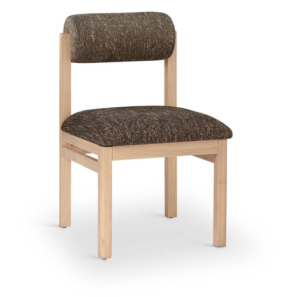 Alt View 1. Meridian Furniture - Roundhill Brown Linen Textured Fabric Upholstered Dining Chair, Set of 2 - Brown.