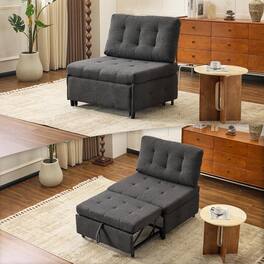 Winado - Convertible Sofa Bed Teddy Fleece Sleeper Chair Bed Couch Armless Chairs with Adjustable Backrest Pull Out Couch Bed - Gray