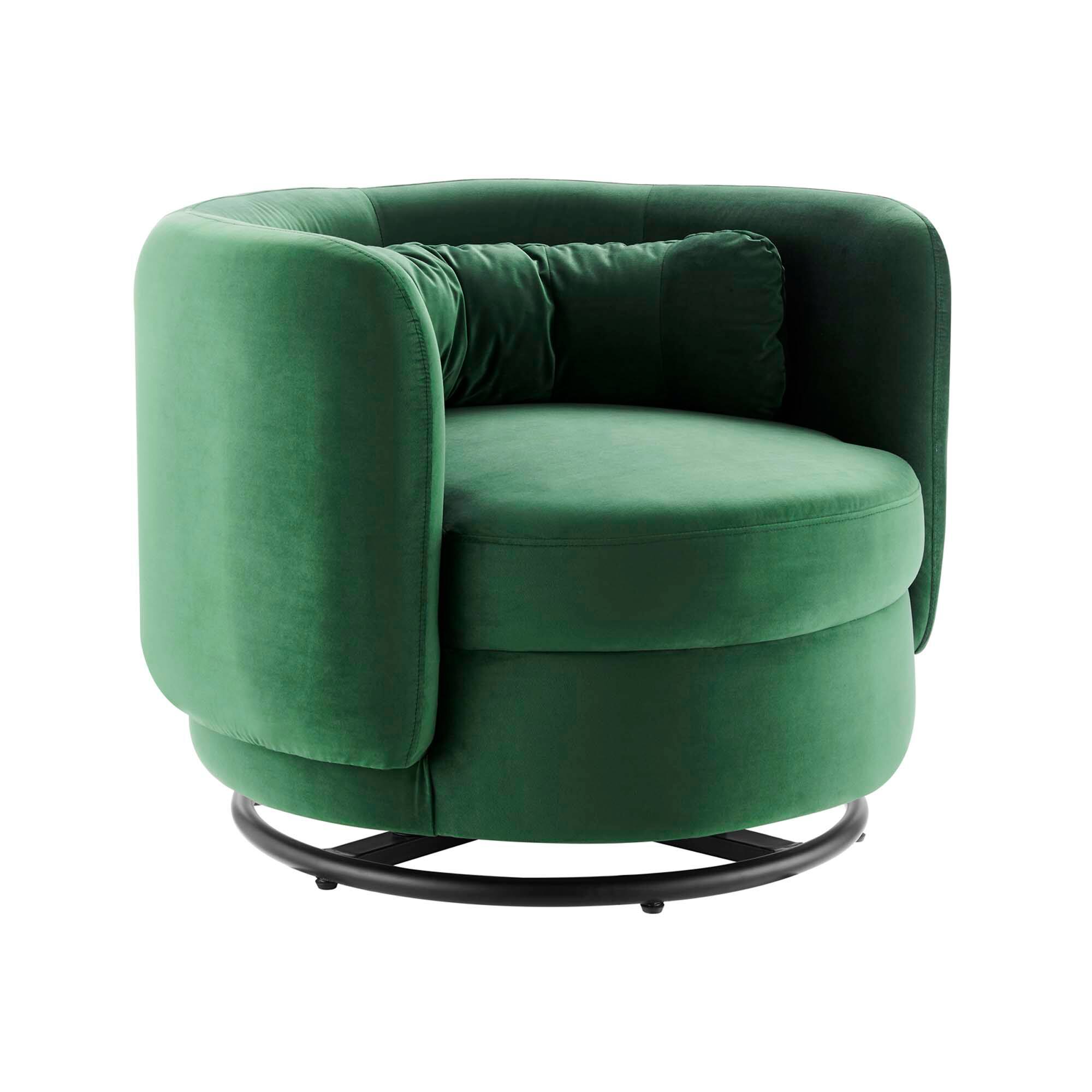 Angle. Modway - Relish Performance Velvet Swivel Chair by Modway - Black Emerald.