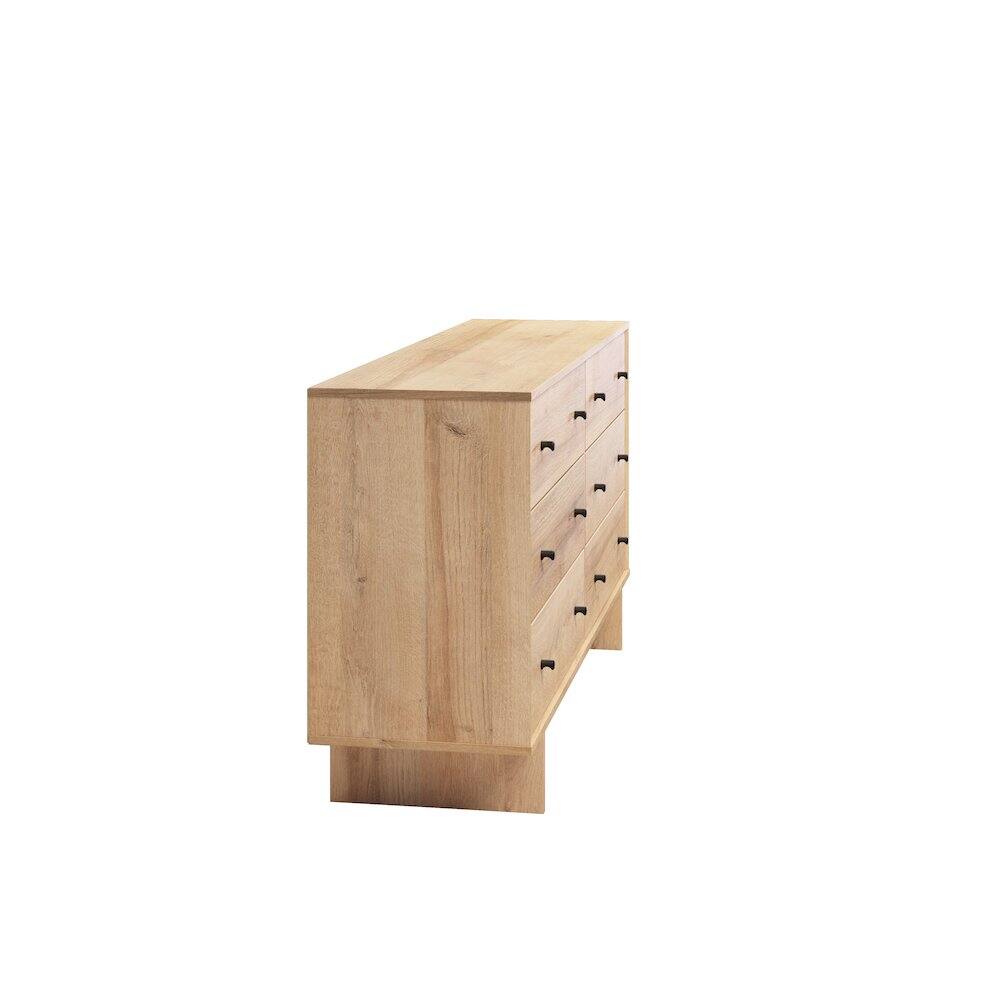 Left. Prepac - Finnley 6-Drawer Dresser in Natural Oak, Dresser for Bedroom, Living Room - Natural.
