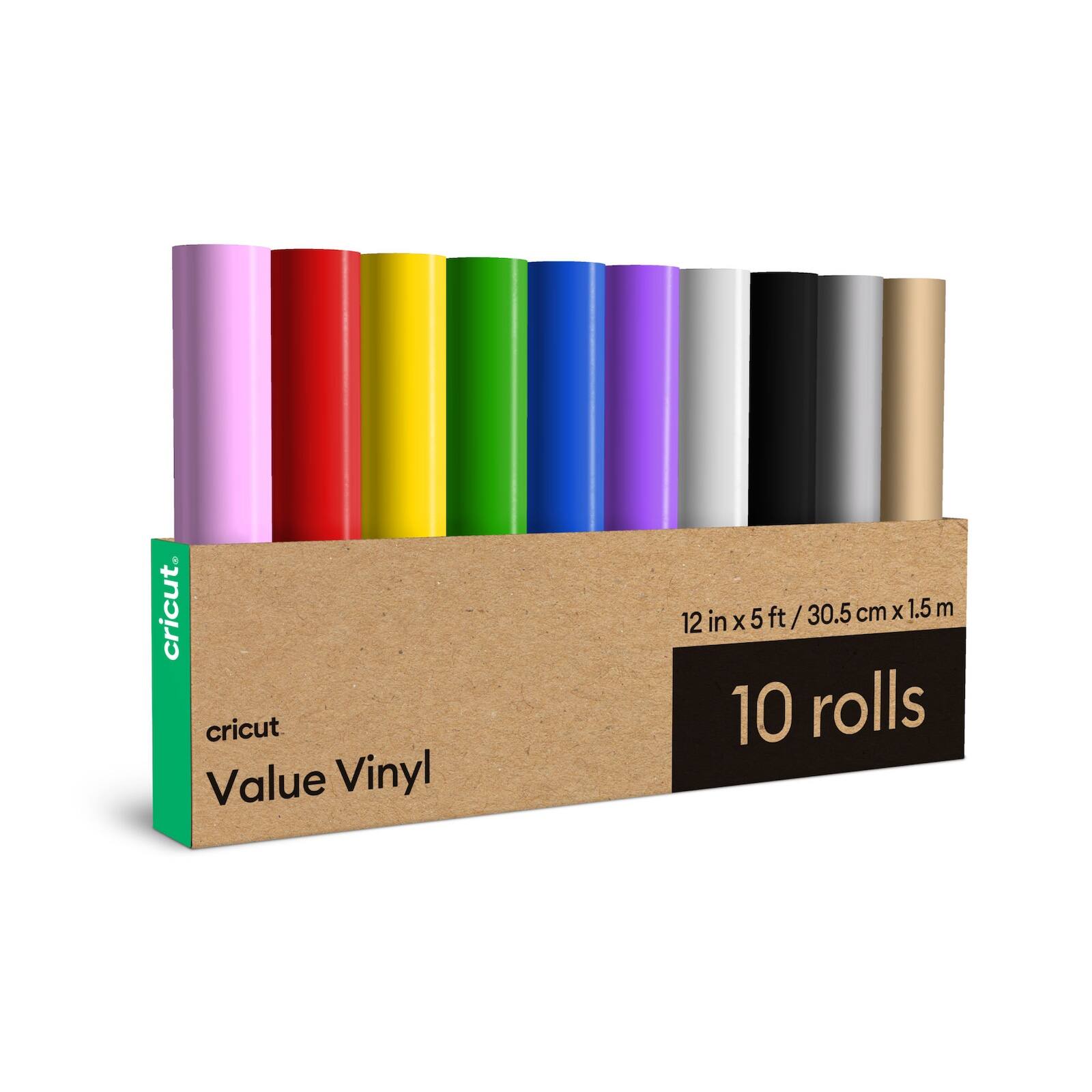 Cricut - Value 12 in x 5 ft Rainbow Vinyl Rolls - 10 Count