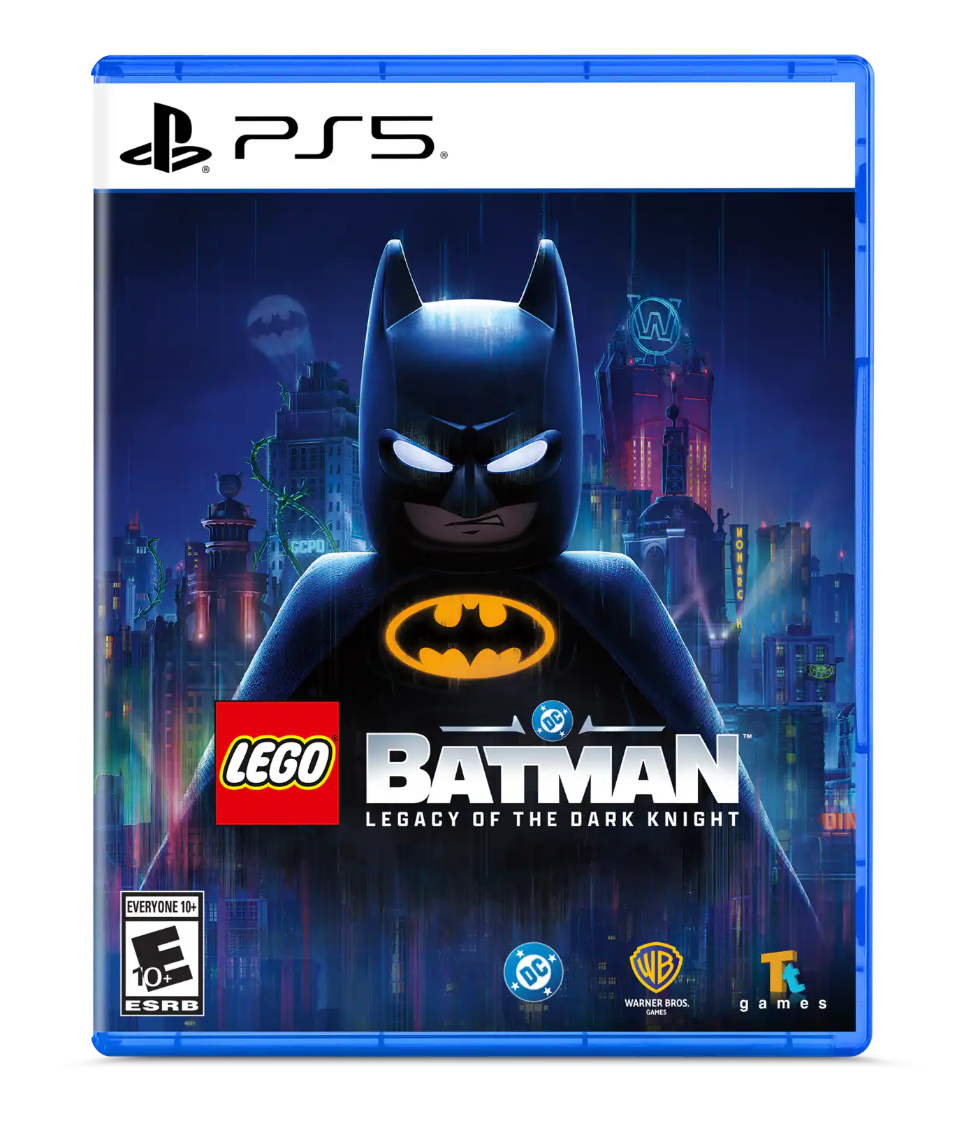 PS5  
DC LEGO BATMAN LEGACY OF THE DARK KNIGHT  
EVERYONE 10+  
E 10 ESRB  
DC  
WB WARNER BROS GAMES - E10+ (Everyone 10+)