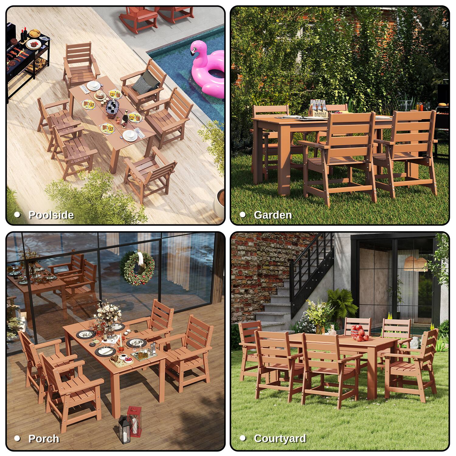 - Poolsid
- Garden
- Porch
- Courtyard