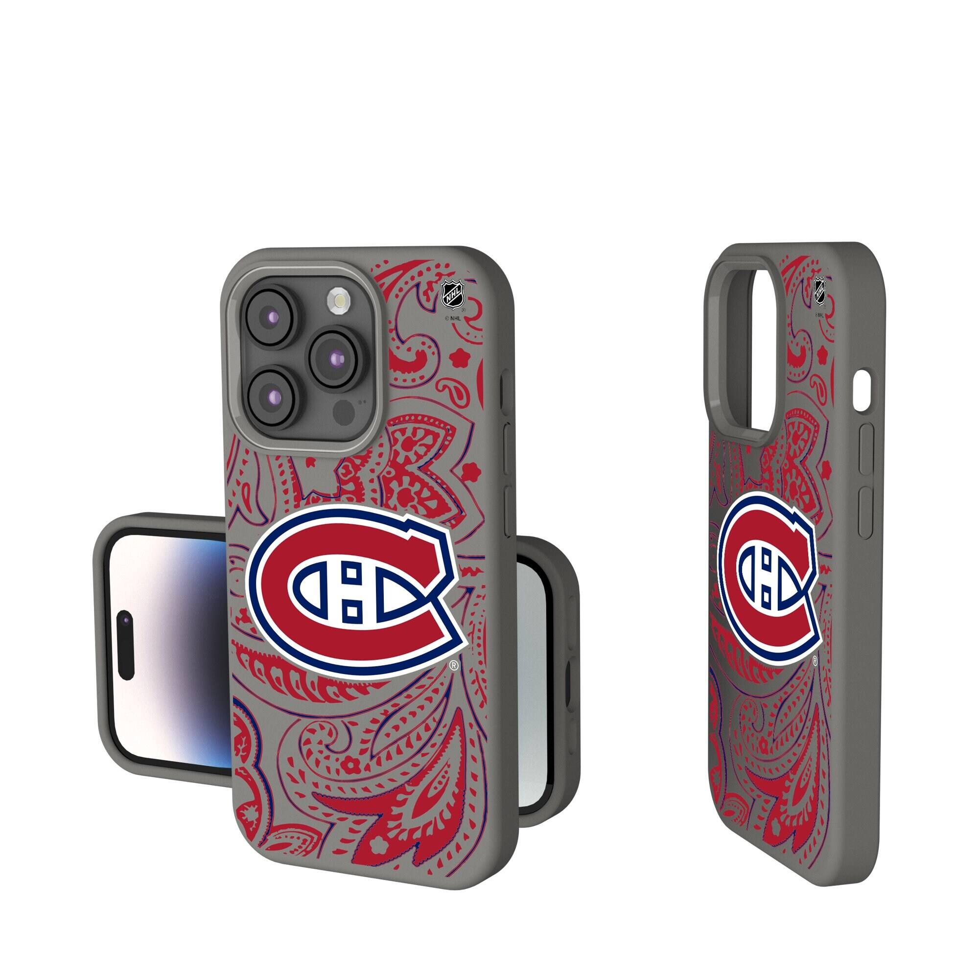 Front. Keyscaper - Gray Montreal Canadiens Paisley Soft Touch iPhone Case - 14 - Gray.