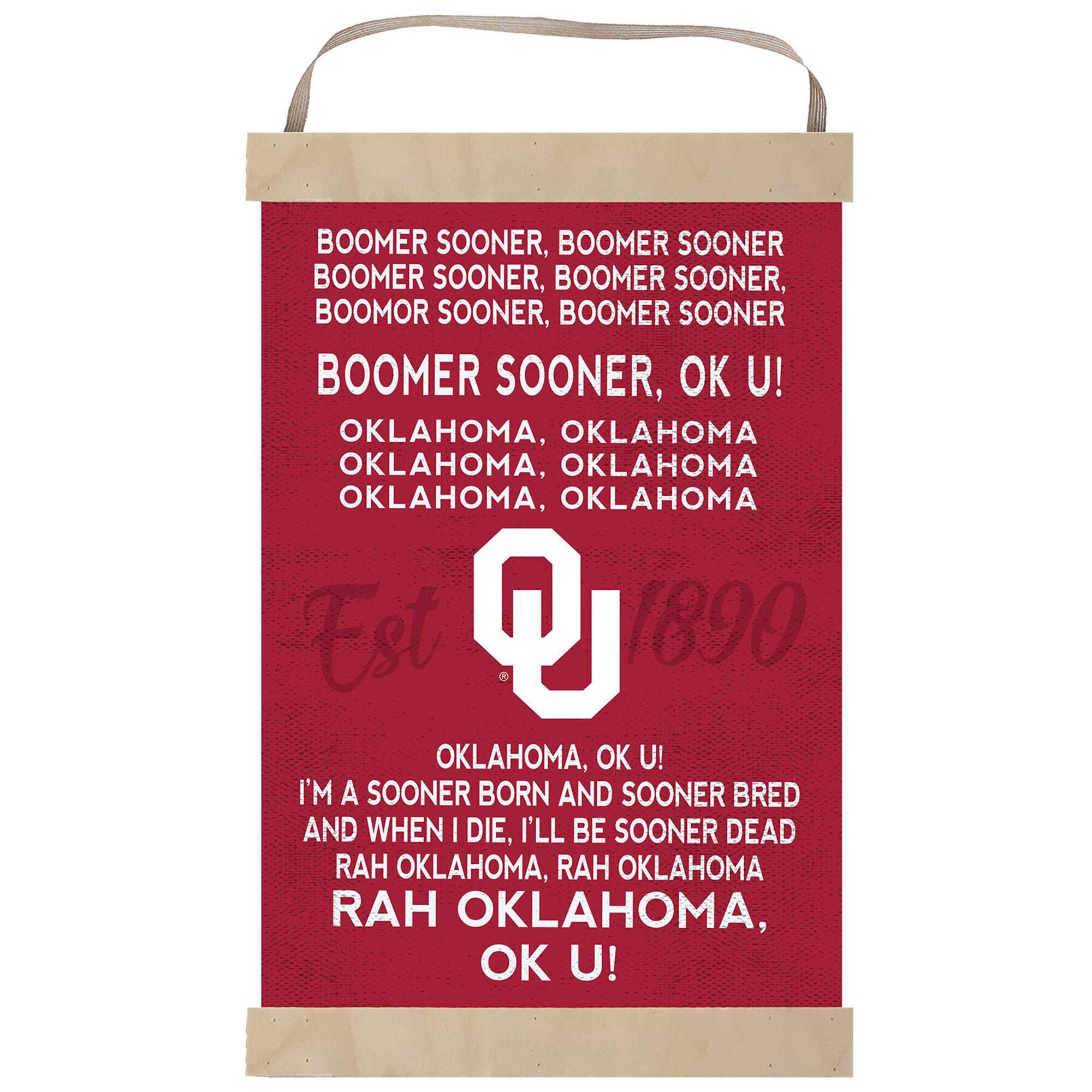 Oklahoma Sooners Fight Song Banner Sign