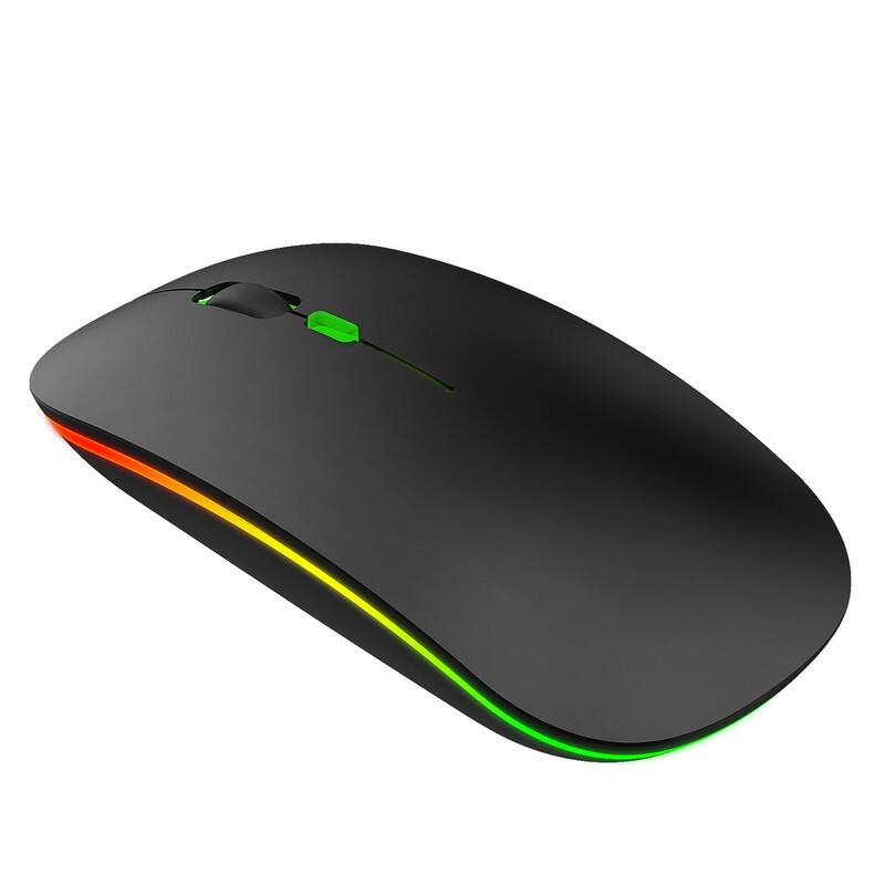 Alt View 5. SKRAN - 2.4G Wireless Rechargeable Office Mouse - Slim, Easy-to-Use with 7-Color Breathing Light,Adjustable DPI for Home/Office - Black.