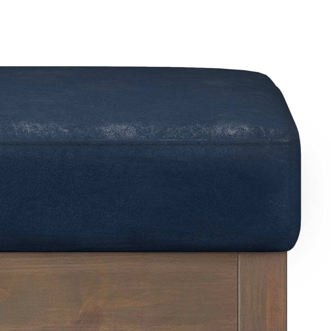 Alt View 12. Simpli Home - Milltown Footstool Small Ottoman Bench - Distressed Dark Blue.
