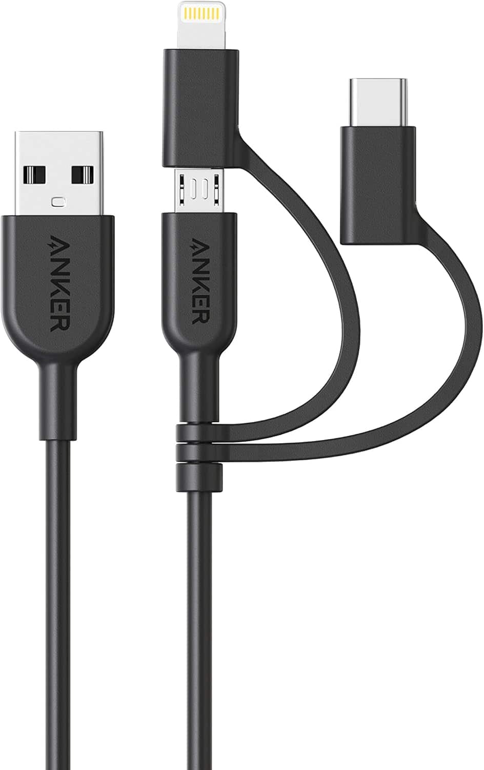 Anker - Powerline II 3-in-1 Cable - Black