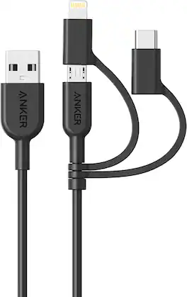 Anker - Powerline II 3-in-1 Cable - Black