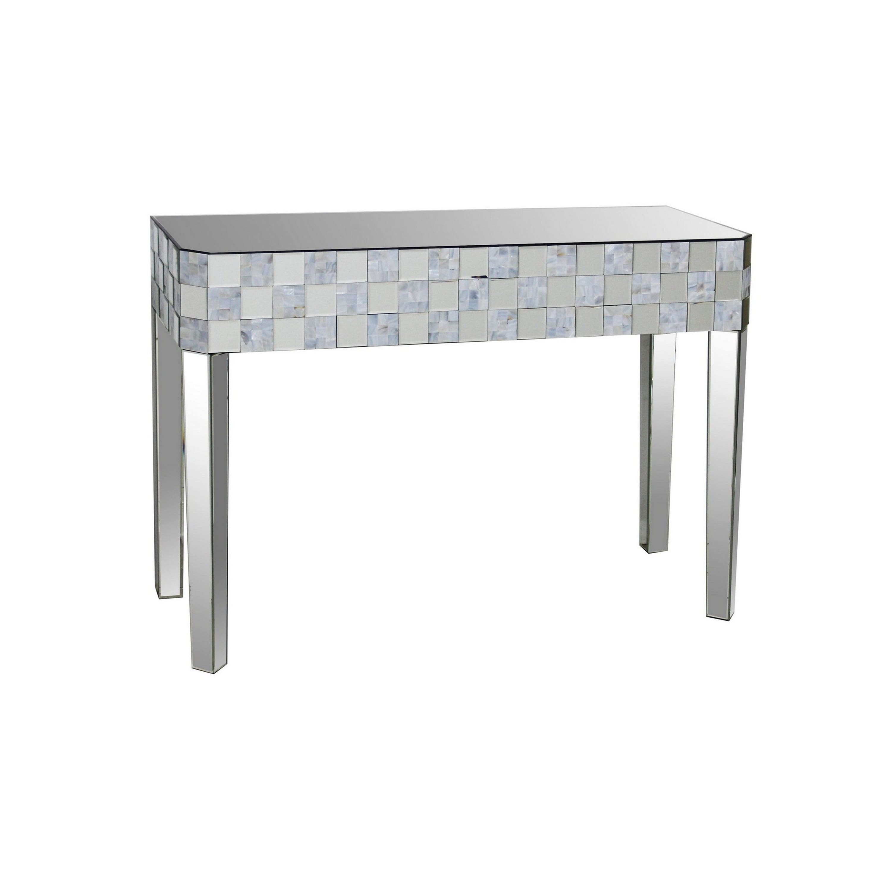 Manhattan Lane - Frosted Chequered Pattern Console Table In Rectangular Shape - Clear