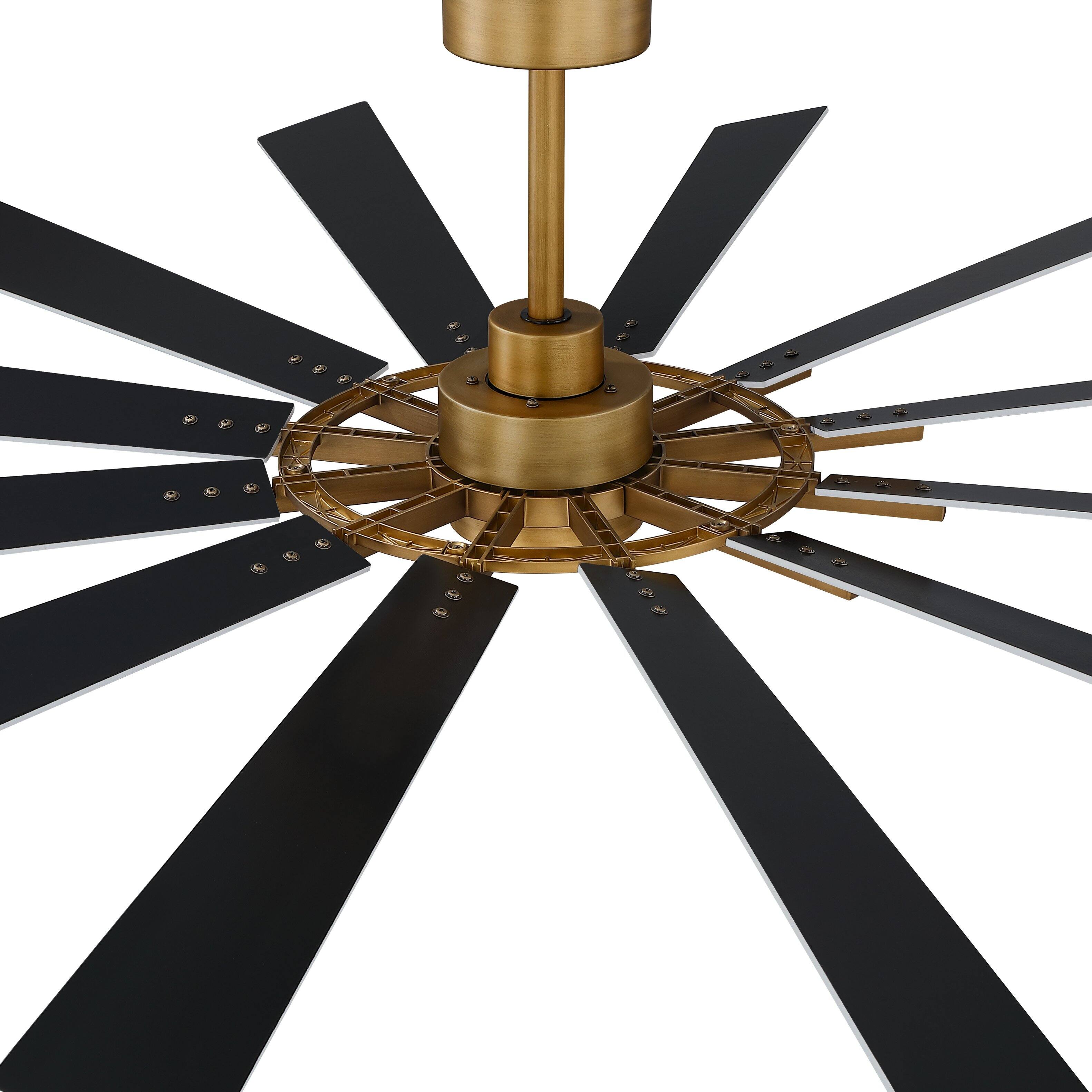 Alt View 9. Parrot Uncle - 72" Large Farmhouse Reversible Windmill Ceiling Fan, 12-Blade with Dimmable LED and 6-Speed Remote - Gold.