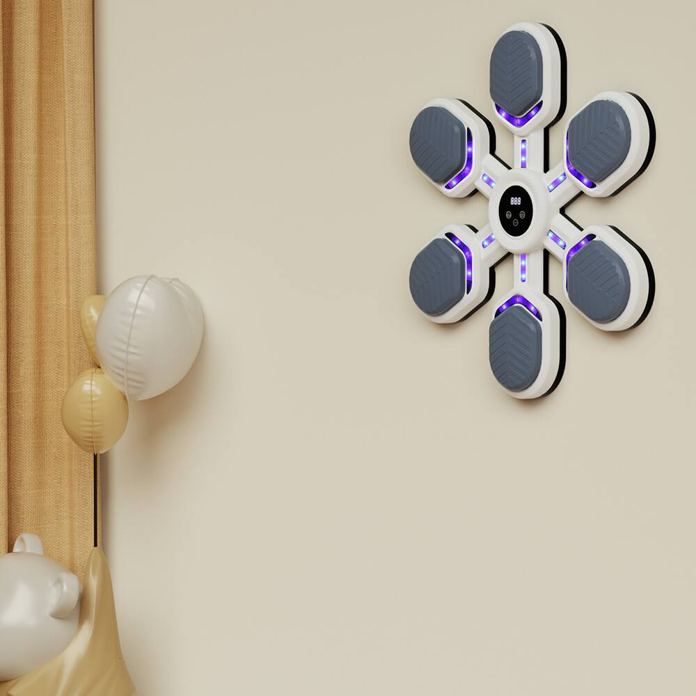 Alt View 9. Topteng - Smart Music Boxing Machine with Gloves - 9 Modes & Speeds, Bluetooth, Wall-Mounted for Home/Gym/Office - White.